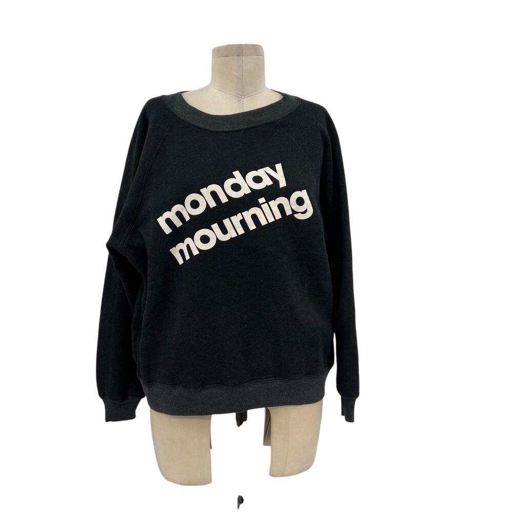 Wildfox Monday Mourning Sweatshirt Pullover Top Fleece Black Gray Size XS - Picture 2 of 10
